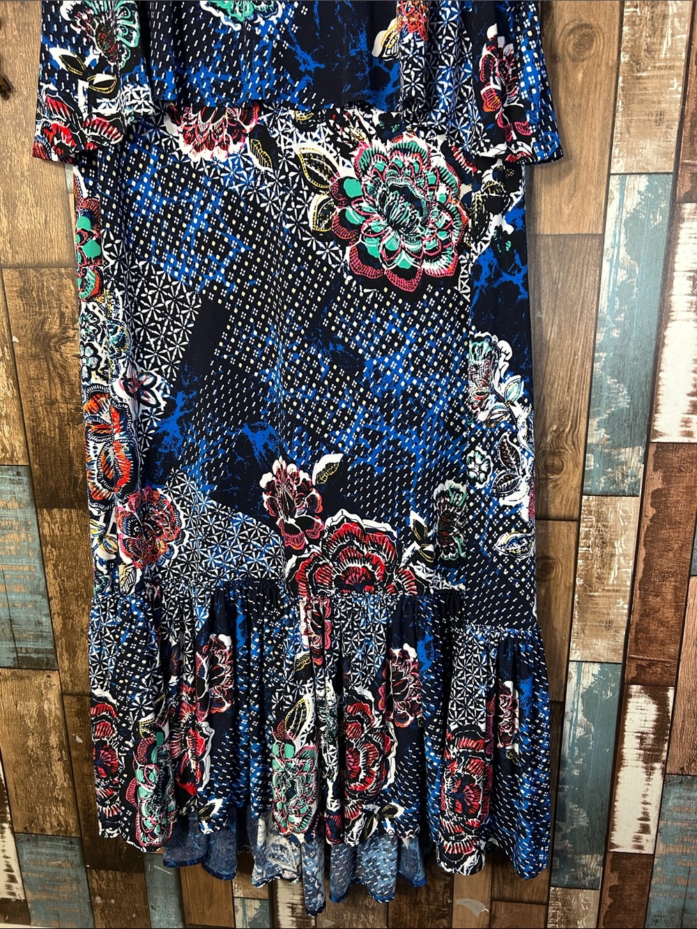 Rafaella Navy Floral & Multicolor Print Midi Dress - Picture 6 of 16